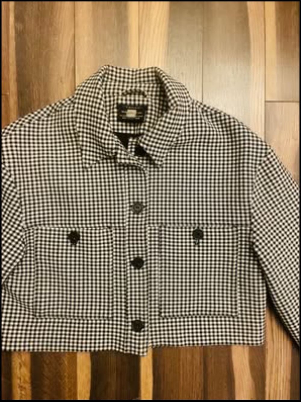 T Tahari Black and White Gingham Cropped Jacket